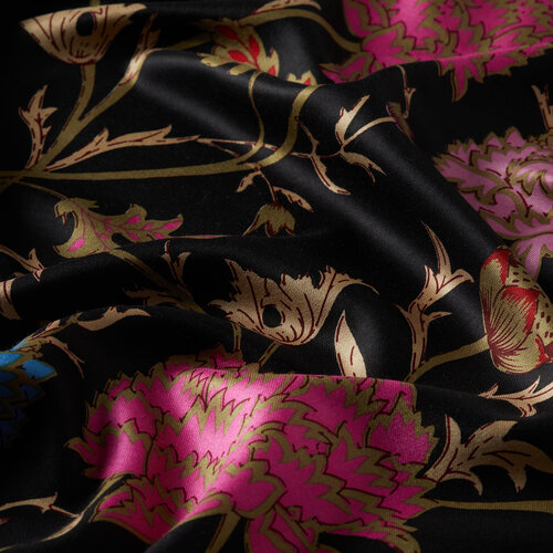  Black Red Lavinia Patterned Silk Scarf