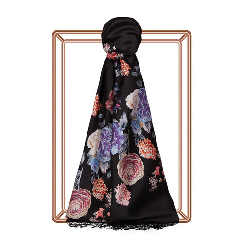 Black Royal Dream Print Silk Scarf