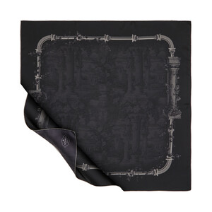 Black The Garden of Juliet Twill Silk Scarf - Thumbnail