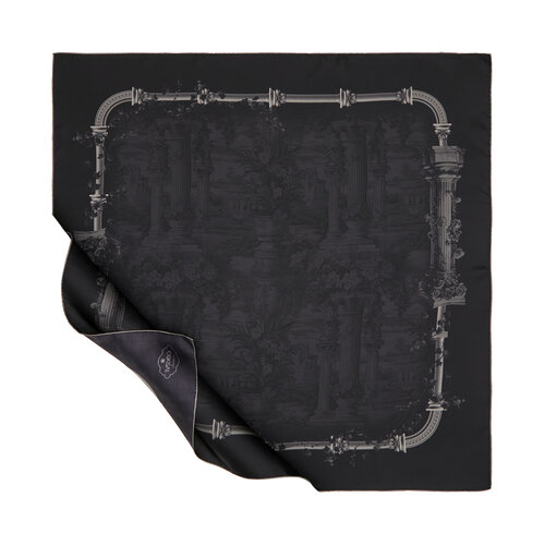 Black The Garden of Juliet Twill Silk Scarf