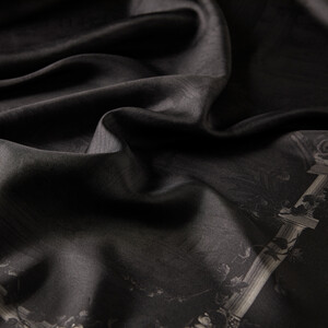 Black The Garden of Juliet Twill Silk Scarf - Thumbnail