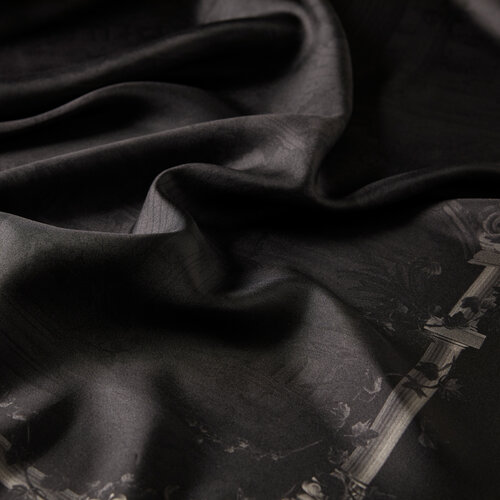 Black The Garden of Juliet Twill Silk Scarf