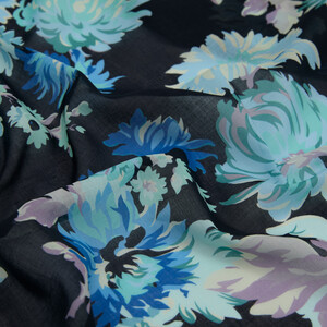 ipekevi - Black Turquoise Chrysanthemum Print (1)