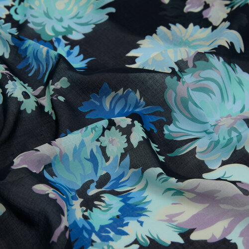 Black Turquoise Chrysanthemum Print