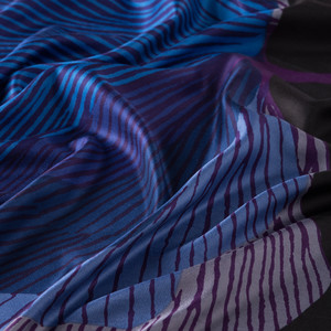 Black Violet Silk Tree Print Silk Scarf - Thumbnail