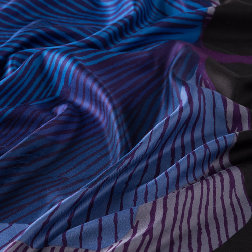 Black Violet Silk Tree Print Silk Scarf