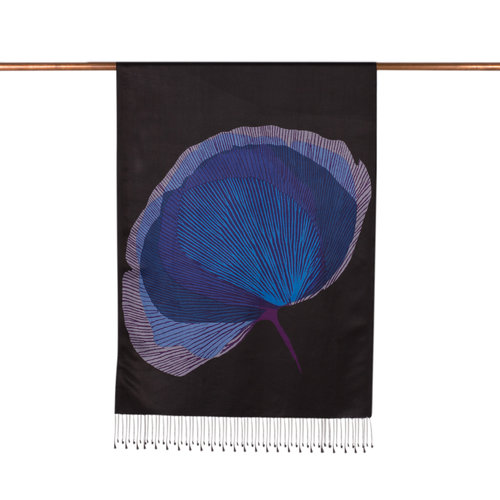 Black Violet Silk Tree Print Silk Scarf