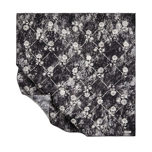 Black White Vintage Wall Twill Silk Scarf - Thumbnail