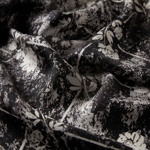 Black White Vintage Wall Twill Silk Scarf - Thumbnail