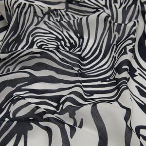 Black White Zebra Print Cotton Scarf - Thumbnail