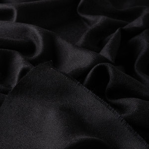 Black Wool Silk Scarf - Thumbnail