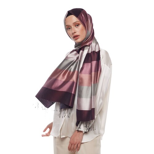 Block Striped Silk Scarf Model 09