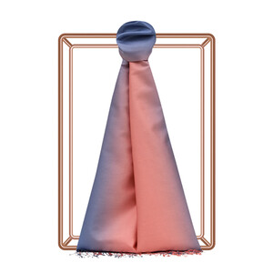 Blue Pink Plain Gradient Silk Scarf - Thumbnail