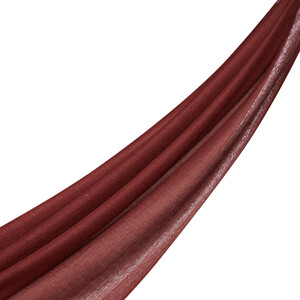 Brick Red Lurex Border Wool Silk Scarf - Thumbnail