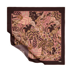 Brown Carnival Twill Silk Scarf - Thumbnail