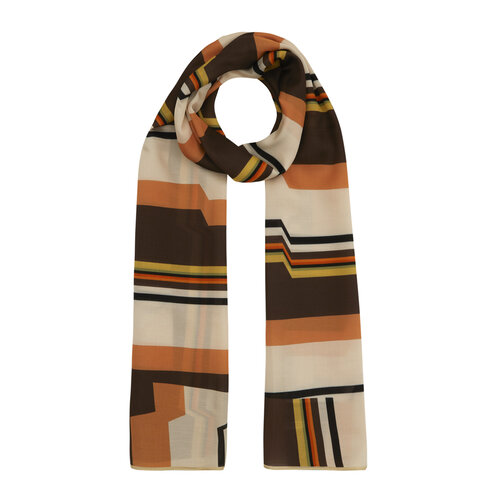 Brown Cream Enigma Cotton Rayon Scarf