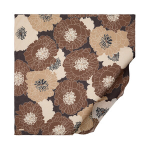 Brown Hydrangea Print Cotton Scarf - Thumbnail