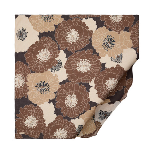 Brown Hydrangea Print Cotton Scarf