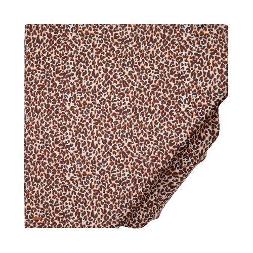 Brown Leopard Print Cotton Scarf