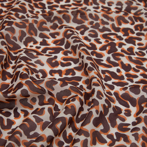 Brown Leopard Print Cotton Scarf