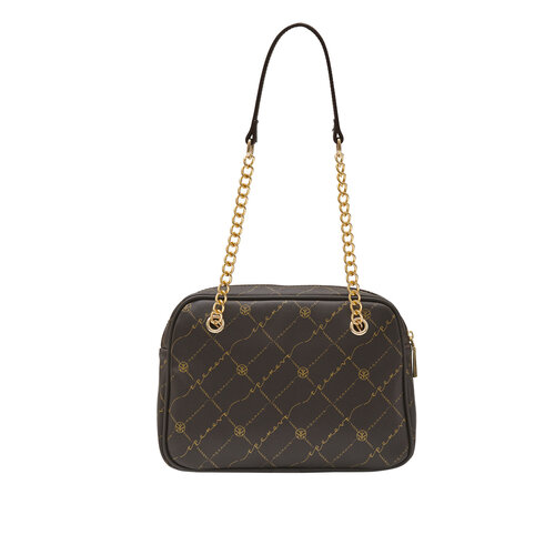 Brown Monogram Chain Detailed Shoulder Bag