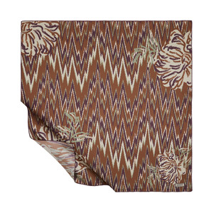 Brown Retro Zigzag Twill Silk Scarf - Thumbnail