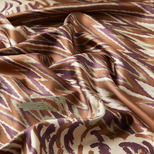 Brown Retro Zigzag Twill Silk Scarf