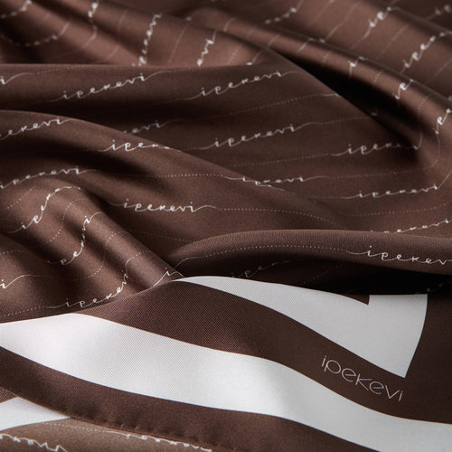 Brown Signature Silk Twill Scarf