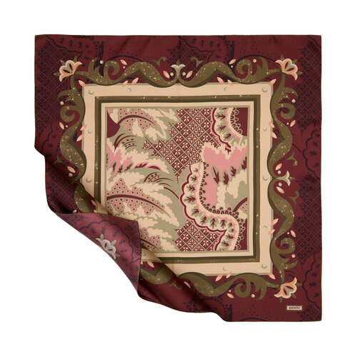 Burgundy Beige Emirgan Twill Silk Scarf