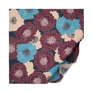 Burgundy Hydrangea Print Cotton Scarf - Thumbnail