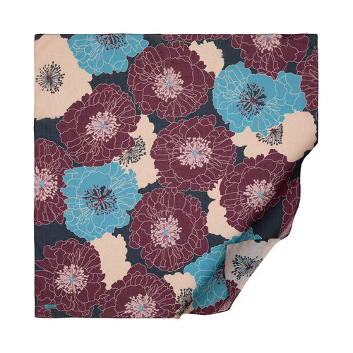 Burgundy Hydrangea Print Cotton Scarf