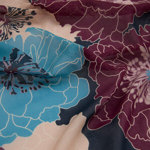 ipekevi - Burgundy Hydrangea Print Cotton Scarf (1)