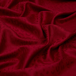 Burgundy Leopard Jacquard Silk Scarf - Thumbnail