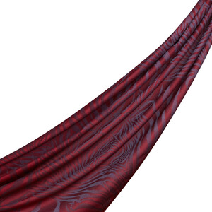 Burgundy Zebra Print Cotton Silk Scarf - Thumbnail