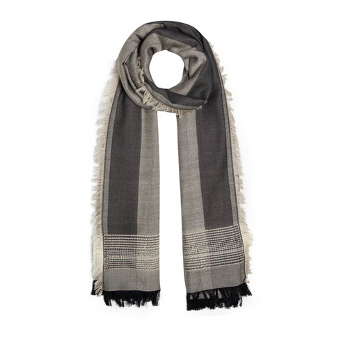 Camel Multi Stripe Wool Silk Scarf