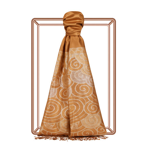 Caramel Lurex Spiral Silk Scarf