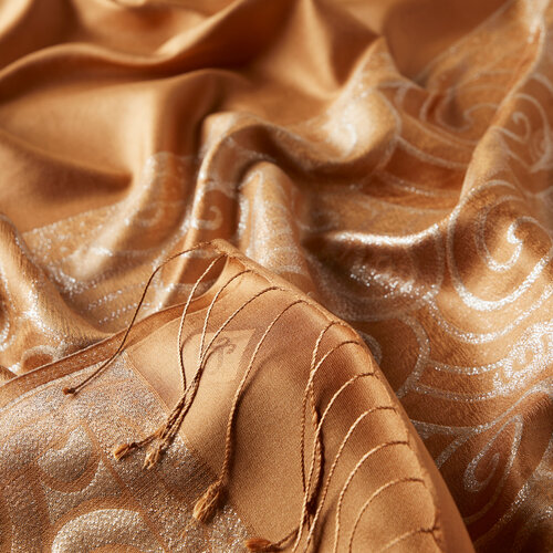 Caramel Lurex Spiral Silk Scarf