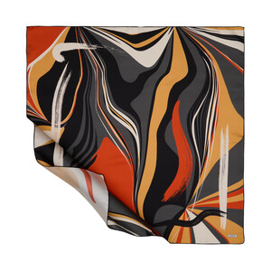 Charcoal Black Tundra Twill Silk Scarf - Thumbnail