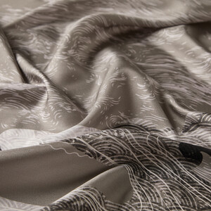 ipekevi - Charcoal Kyoto Garden Twill Silk Scarf (1)