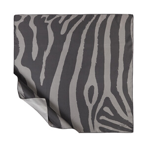 Charcoal Macro Zebra Print Silk Twill Scarf - Thumbnail