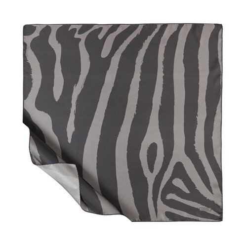 Charcoal Macro Zebra Print Silk Twill Scarf