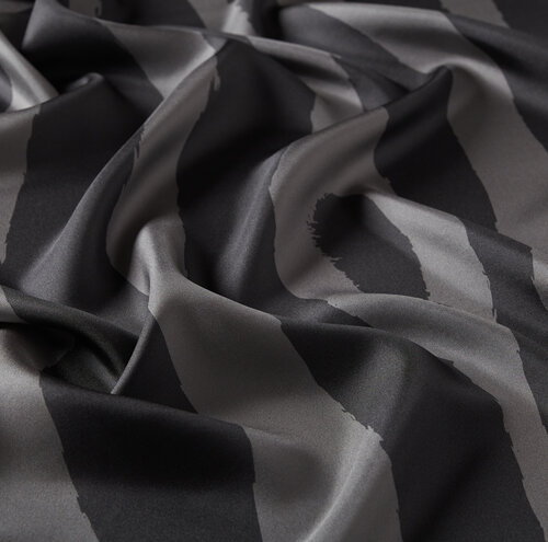 Charcoal Macro Zebra Print Silk Twill Scarf