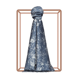 Charcoal Marble Print Silk Scarf - Thumbnail