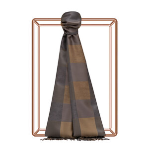 Charcoal Mink Buffalo Checked Silk Scarf - Thumbnail