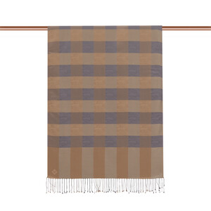 Charcoal Mink Buffalo Checked Silk Scarf - Thumbnail