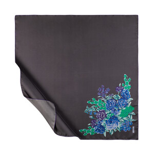 Charcoal Palace Garden Print Silk Twill Scarf - Thumbnail