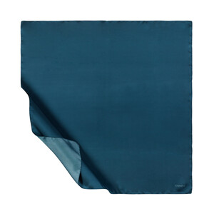 Chinese Blue Plain Silk Twill Scarf - Thumbnail