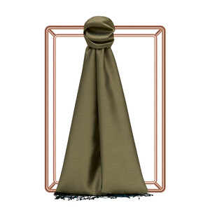 Clay Green Reversible Silk Scarf - Thumbnail