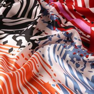 Colorful Zebra Print Silk Scarf Model 01 - Thumbnail