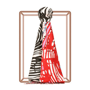 Colorful Zebra Print Silk Scarf Model 01 - Thumbnail